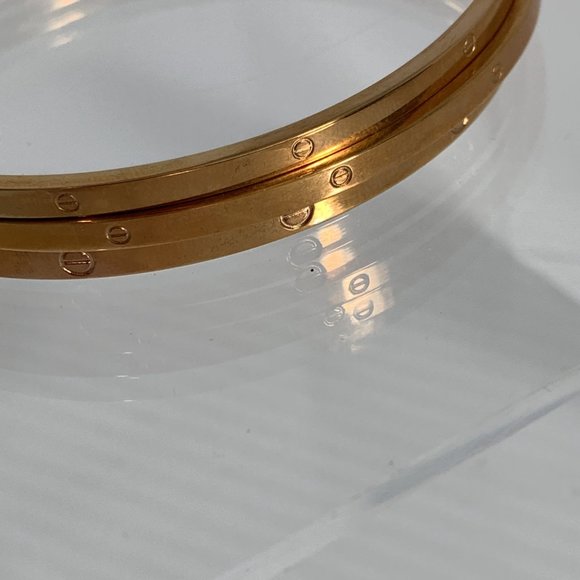 Lot of 3 Copper Colored Bangle Bracelets Stackable Circle Details Unbranded - Picture 4 of 6